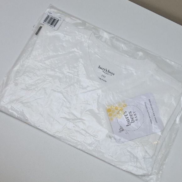 Burt's Bees NWT Baby Pure White V-Neck Short Sleeve Tee - Picture 6 of 7